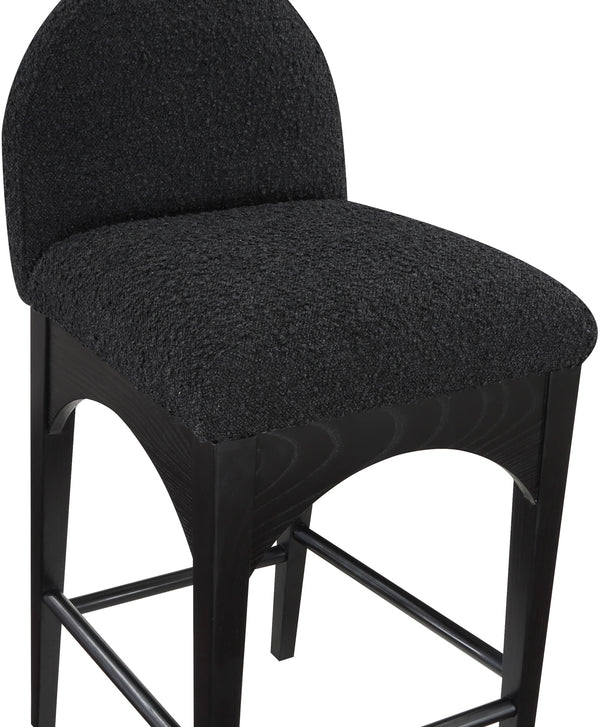 Waldorf Black Boucle Fabric Stool 395Black-C Meridian Furniture