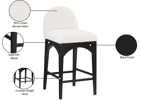 Waldorf Cream Boucle Fabric Stool 395Cream-C Meridian Furniture