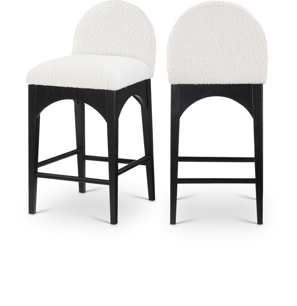 Waldorf Cream Boucle Fabric Stool 395Cream-C Meridian Furniture