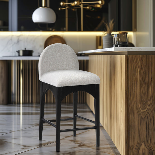 Waldorf Cream Boucle Fabric Stool 395Cream-C Meridian Furniture