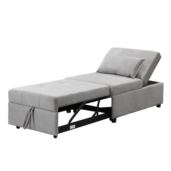 English Elm Folding Ottoman Sofa Bed with Ergonomic Wood Frame — Multifunctional Space-Saving Lounge & Guest Bed Grey 40.16 L x 27.56 W x 14.56 H W2297P216470