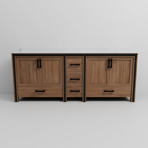 English Elm Rustic Barnwood Double Bath Vanity 84" W x 22" D with Cultured Marble Top, Solid Wood, Soft-Close Storage B2731P260761