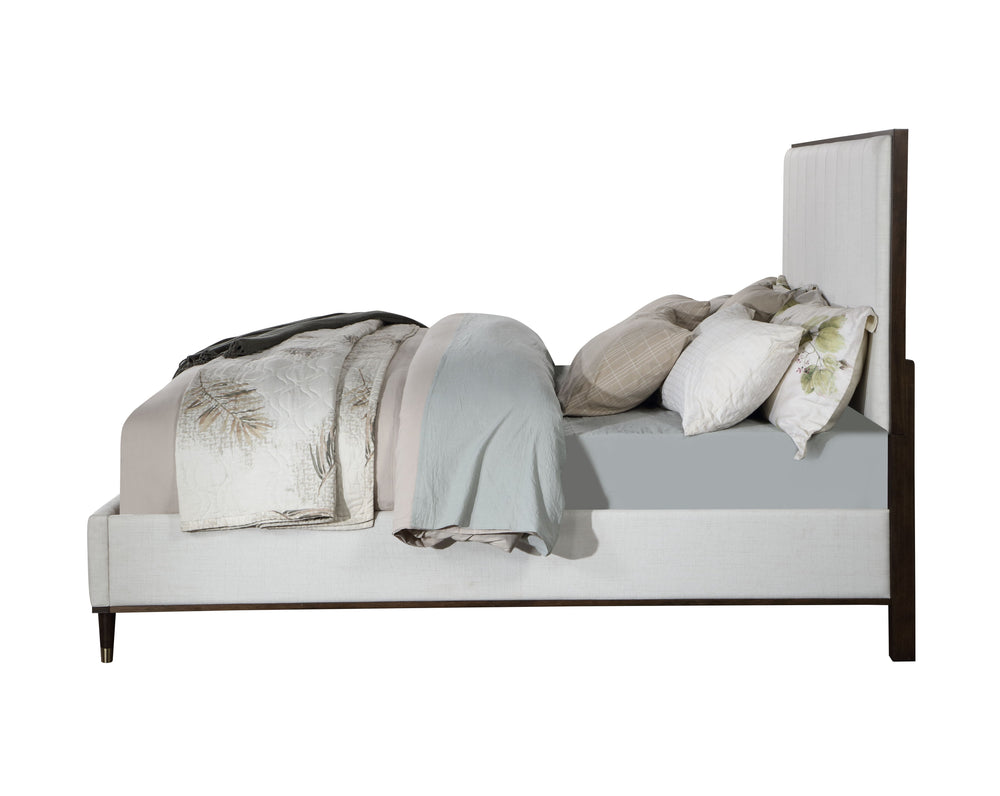 English Elm Cerana Light Gray Fabric Queen Bed with Wood & Metal Cap Legs, Upholstered Comfort, Durable Build B2726S00096