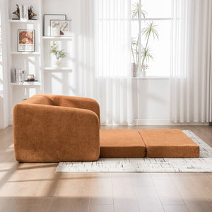 English Elm 71" Chenille Pull Out Sleeper Loveseat Convertible Floor Couch for Dorm or Guest Bedroom Orange W3118P388900