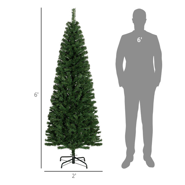English Elm Homcom 6Ft Slim Douglas Fir Christmas Tree - Realistic, Unlit Artificial Tree For Small Spaces & Décor W2225P249650