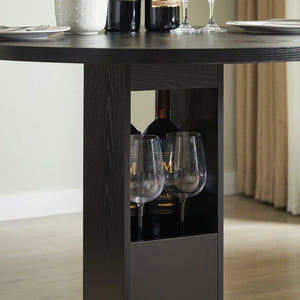 English Elm 3-piece Round Bar Set Mid-century Matte Finish Table with Wood Grain Stools Black W1162P433405