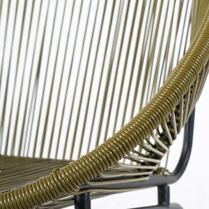 English Elm Nusa Outdoor Pe Rattan Patio Chairs with Iron Frame Airy Oval Weave Set of 2 Green N775P422987G
