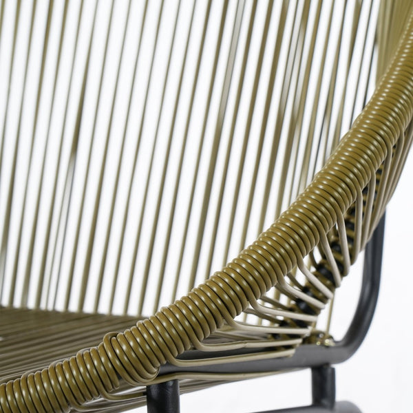 English Elm Nusa Outdoor Pe Rattan Patio Chairs with Iron Frame Airy Oval Weave Set of 2 Green N775P422987G