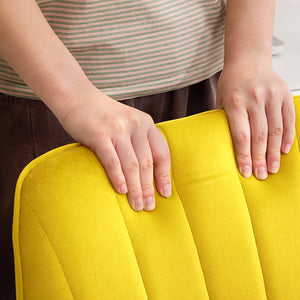 English Elm TY Velvet Office Chair Bright Yellow with Gold Base, 360° Swivel, Height Adjustable, Luxury Comfort W2311P237657