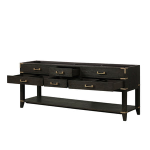 English Elm Black Oak Double Bath Vanity 84 in W x 22 in D – Solid Wood Frame, Soft-Close Drawers, Ample Storage, Fully Assembled B2731P261068