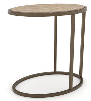 English Elm Metal/Wood Chairside Table Toffee — Compact Wooden Top, Sturdy Metal Base, Versatile Brown Accent for Cozy Spaces B2699P323084