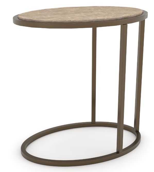 English Elm Metal/Wood Chairside Table Toffee — Compact Wooden Top, Sturdy Metal Base, Versatile Brown Accent for Cozy Spaces B2699P323084