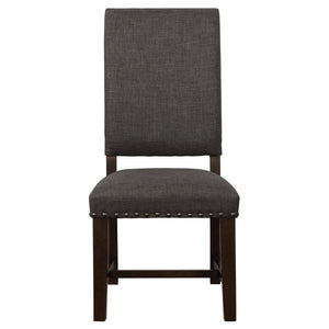 English Elm 2pc Parsons Dining Chairs Set Upholstered Armless Side Chairs with Nailhead Trim and Smoke Legs Warm Grey 44.1 L x 20.48 W x 18.71 H B011P311401