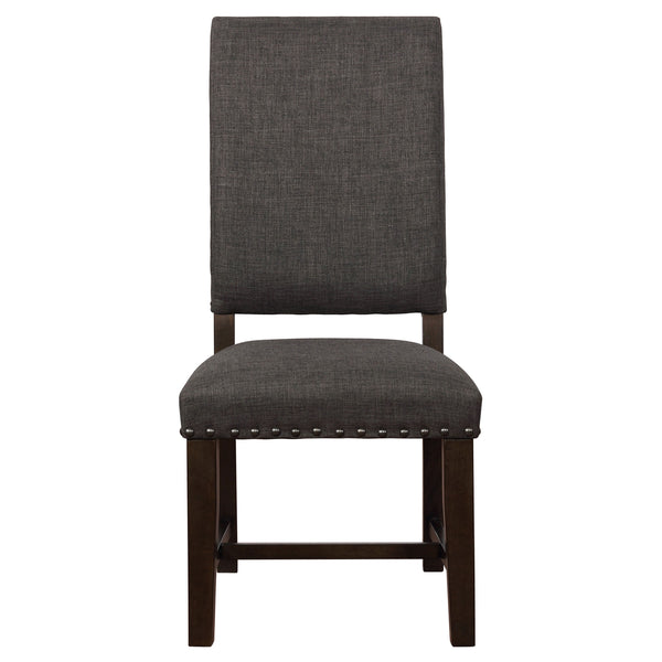 English Elm 2pc Parsons Dining Chairs Set Upholstered Armless Side Chairs with Nailhead Trim and Smoke Legs Warm Grey 44.1 L x 20.48 W x 18.71 H B011P311401