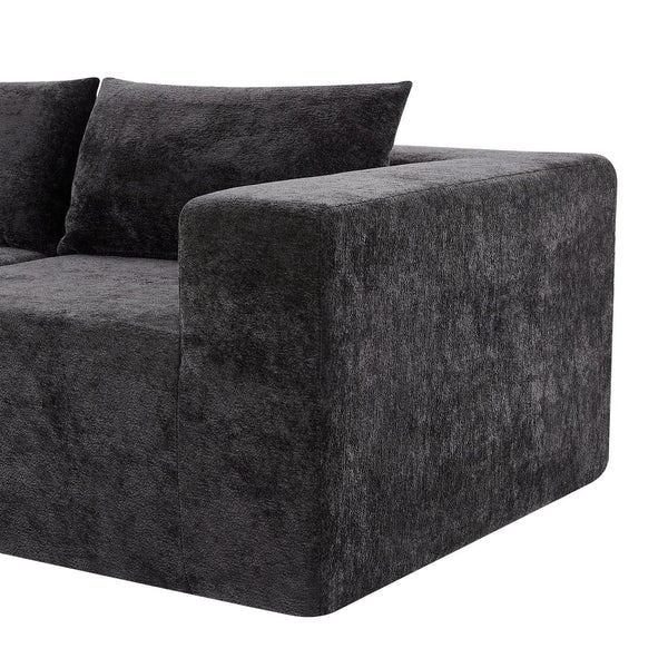 English Elm Christopher Knight Home® - 107" Compressed Sectional Sofas - Luxurious Modular Black Corduroy For Stylish, Cozy Living Spaces N771P346765H_N771P346766H