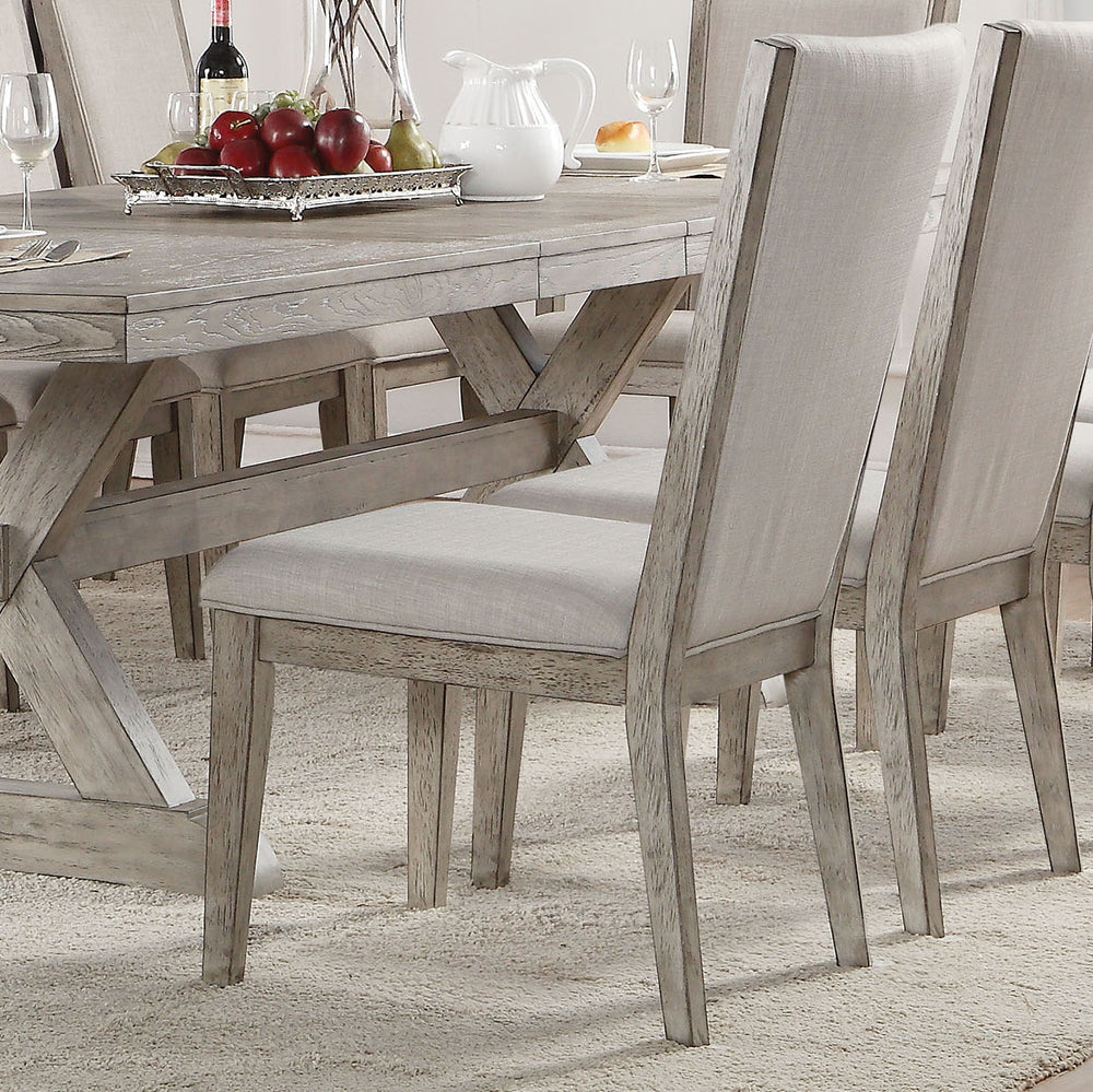 English Elm Grey Modern Padded Side Chairs Set Of 2 - Stylish Upholstered Seating With Grey Oak Accents B062P209278