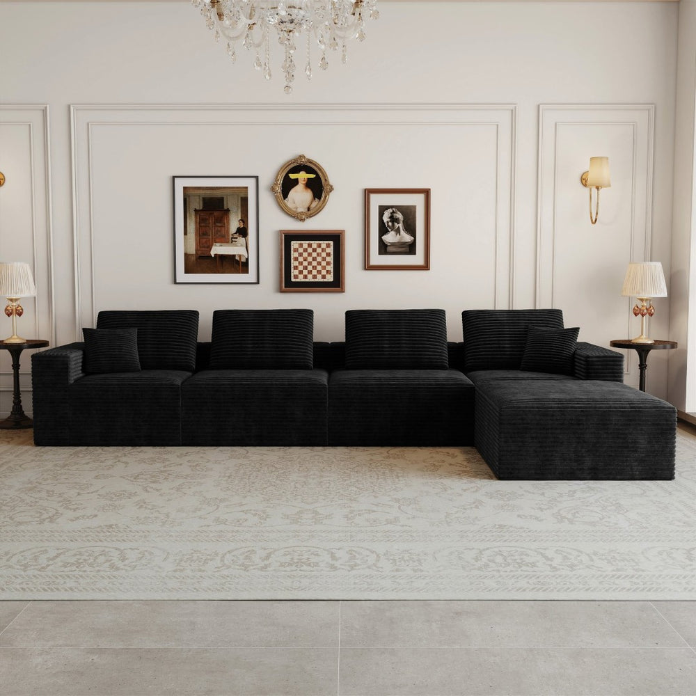 English Elm 118.1*68.9"modular Six Piece Corduroy Sectional Sofa No Assembly Plush Living Room W3819S00138