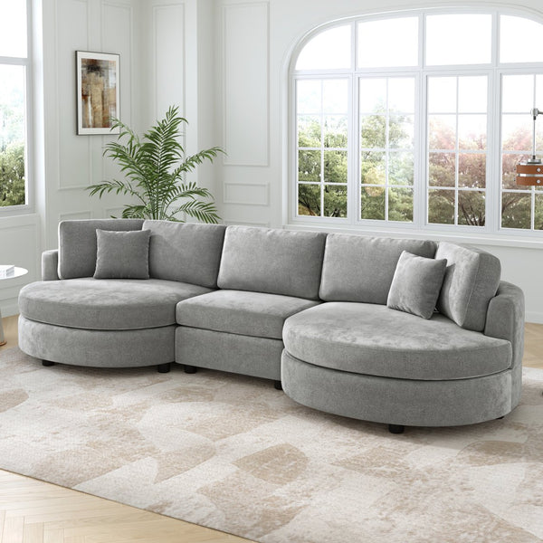 English Elm Christopher Knight Home® - 3-seater Curved Chenille Sofa with Plush 7.5" Seat Cushions and Two Pillows for Stylish Living DARK GREY N763S000020R