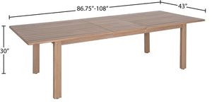 Meridian Furniture Newport Extendable Solid Acacia Outdoor Dining Table Thermowood Slatted Patio Design 396-DT
