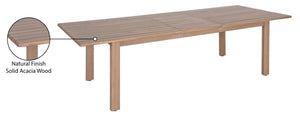 Meridian Furniture Newport Extendable Solid Acacia Outdoor Dining Table Thermowood Slatted Patio Design 396-DT