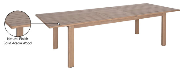 Meridian Furniture Newport Extendable Solid Acacia Outdoor Dining Table Thermowood Slatted Patio Design 396-DT
