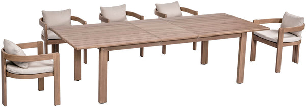 Meridian Furniture Newport Extendable Solid Acacia Outdoor Dining Table Thermowood Slatted Patio Design 396-DT