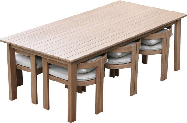 Meridian Furniture Newport Extendable Solid Acacia Outdoor Dining Table Thermowood Slatted Patio Design 396-DT