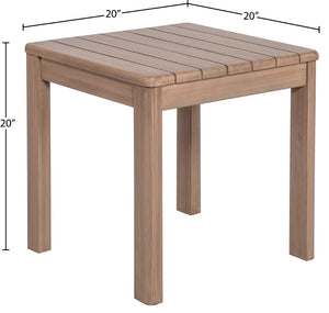 Meridian Furniture Newport Solid Acacia Slatted Outdoor Side Table with Thermowood Moisture Protection 396-ET
