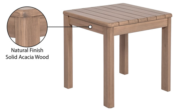 Meridian Furniture Newport Solid Acacia Slatted Outdoor Side Table with Thermowood Moisture Protection 396-ET