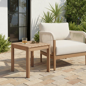 Meridian Furniture Newport Solid Acacia Slatted Outdoor Side Table with Thermowood Moisture Protection 396-ET