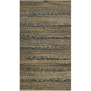 Homeroots 5' X 7' Tan And Blue Hand Woven Area Rug  Jute 396005