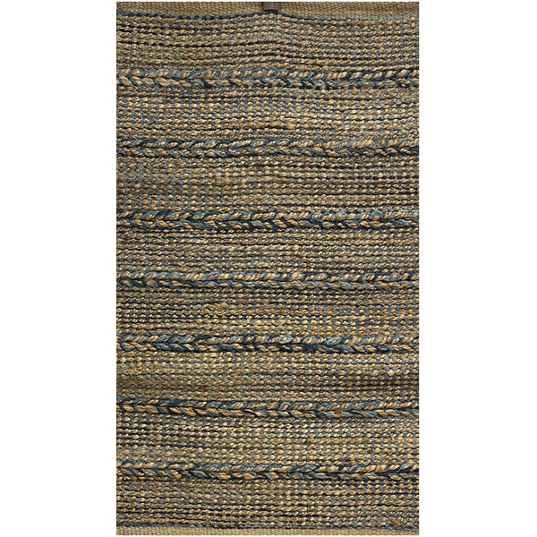 Homeroots 5' X 7' Tan And Blue Hand Woven Area Rug  Jute 396005