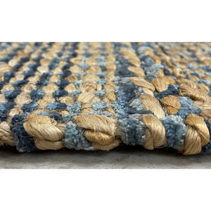 Homeroots 5' X 7' Tan And Blue Hand Woven Area Rug  Jute 396005