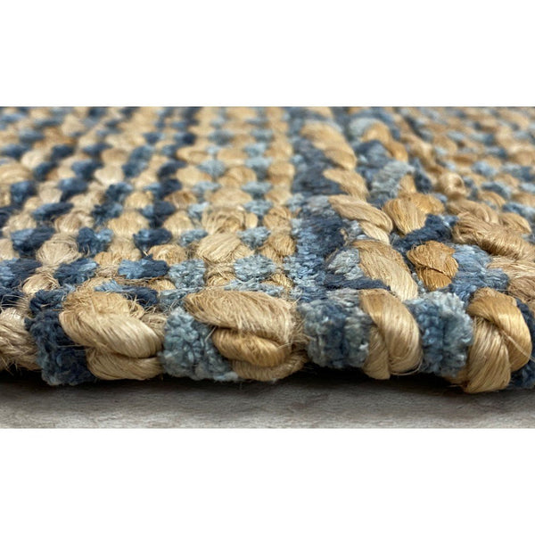 Homeroots 5' X 7' Tan And Blue Hand Woven Area Rug  Jute 396005
