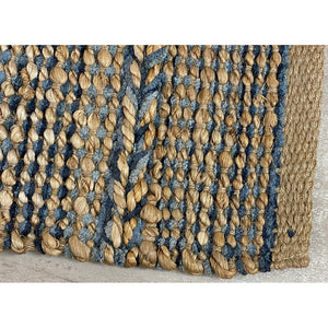 Homeroots 5' X 7' Tan And Blue Hand Woven Area Rug  Jute 396005