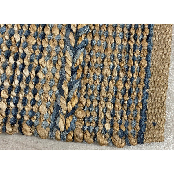 Homeroots 5' X 7' Tan And Blue Hand Woven Area Rug  Jute 396005