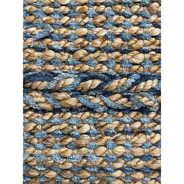 Homeroots 5' X 7' Tan And Blue Hand Woven Area Rug  Jute 396005