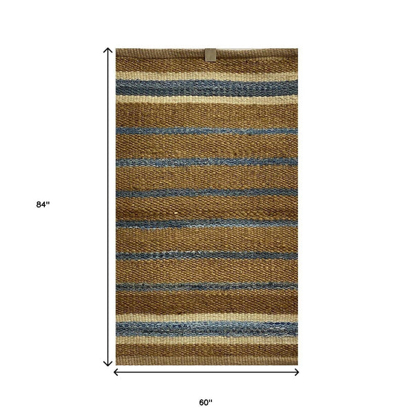 Homeroots 5' X 7' Tan And Ivory Hand Woven Area Rug  Jute 396011