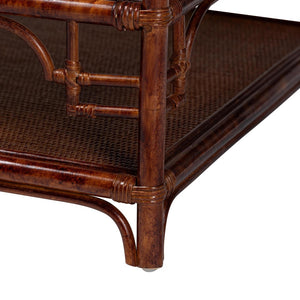 English Elm Tortoise Faux Finish Rattan Coffee Table with Open Shelf for Coastal Living Rooms B2750P467843