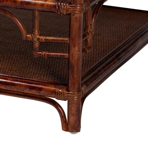 English Elm Tortoise Faux Finish Rattan Coffee Table with Open Shelf for Coastal Living Rooms B2750P467843