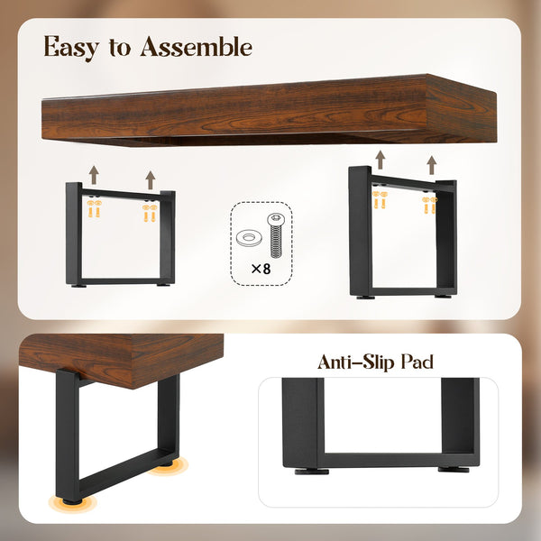 English Elm Upholstered Bench with Thick 5.5" MDF Top, Heavy-Duty Metal Legs, 550LB Capacity, Versatile Seating Espresso N752P374152D