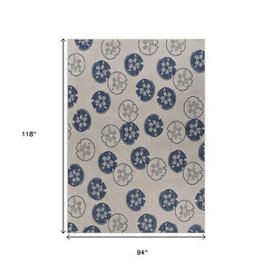 HomeRoots 8' Blue and Gray Area Rug - Versatile Indoor Outdoor Design for Patios, Kitchens, and Family Rooms 8' X 10' 396112