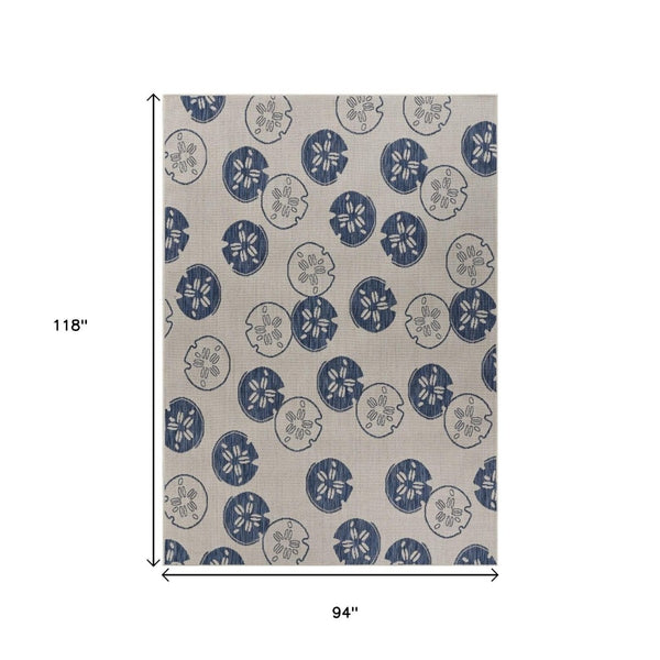 HomeRoots 8' Blue and Gray Area Rug - Versatile Indoor Outdoor Design for Patios, Kitchens, and Family Rooms 8' X 10' 396112