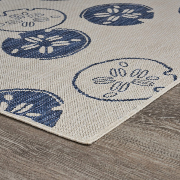 HomeRoots 8' Blue and Gray Area Rug - Versatile Indoor Outdoor Design for Patios, Kitchens, and Family Rooms 8' X 10' 396112