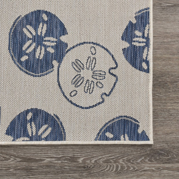 HomeRoots 8' Blue and Gray Area Rug - Versatile Indoor Outdoor Design for Patios, Kitchens, and Family Rooms 8' X 10' 396112
