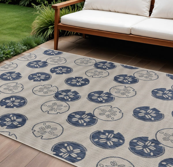 HomeRoots 8' Blue and Gray Area Rug - Versatile Indoor Outdoor Design for Patios, Kitchens, and Family Rooms 8' X 10' 396112