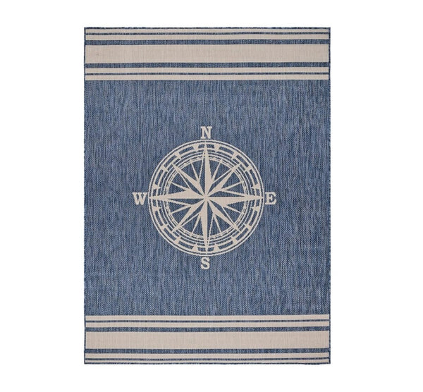 HomeRoots 8' Blue and Gray Indoor Outdoor Area Rug - Durable, Stylish, Machine-Made for High Traffic Spaces 8' X 10' 396116