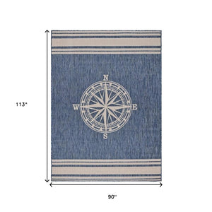HomeRoots 8' Blue and Gray Indoor Outdoor Area Rug - Durable, Stylish, Machine-Made for High Traffic Spaces 8' X 10' 396116