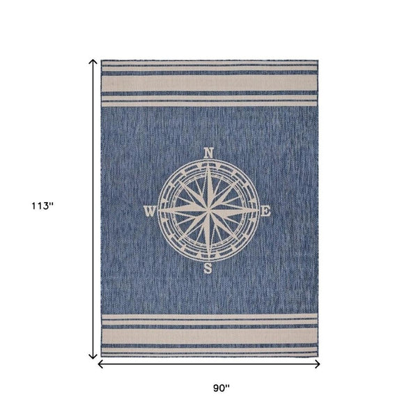 HomeRoots 8' Blue and Gray Indoor Outdoor Area Rug - Durable, Stylish, Machine-Made for High Traffic Spaces 8' X 10' 396116