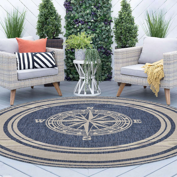Homeroots 8' X 8' Blue And Gray Indoor Outdoor Area Rug  Polypropylene 396117
